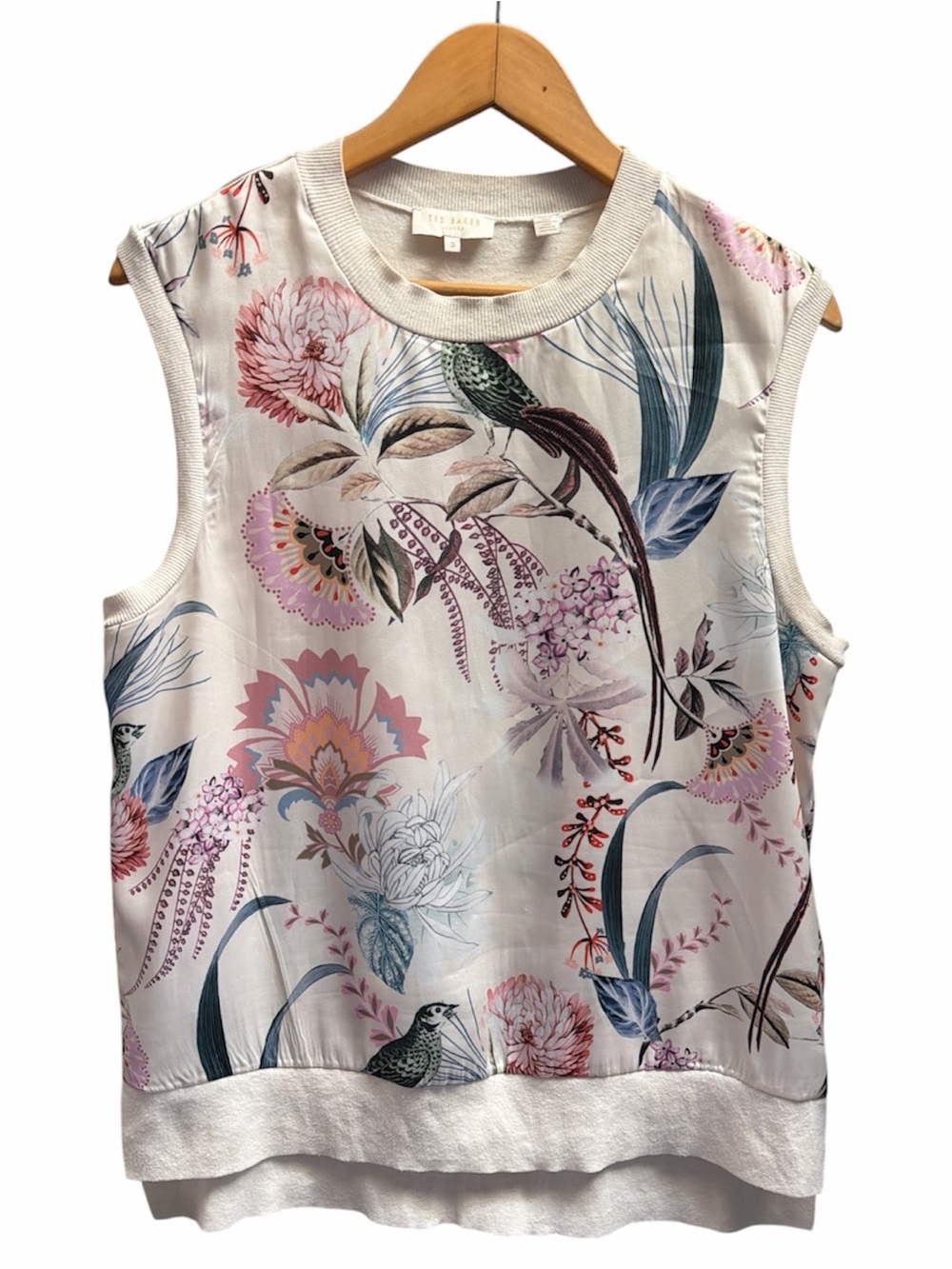 Ted Bake London Sleeveless Floral Print Shell - Cream with Pastel Floral size M